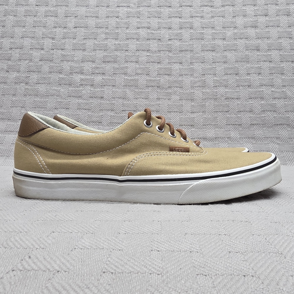 VANS Era Shoes Mens Size 11.5 Beige Canvas Low Top Casual Sneakers Gum Sole